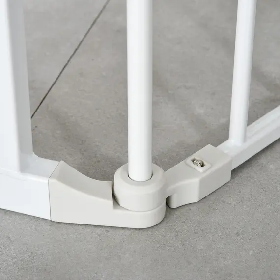 Buy Pet Safety Gate, 3 Panels Playpen Fireplace, Metal Fence, Stair Barrier, Room Divider w/ Walk-Through Door - White, 8 image