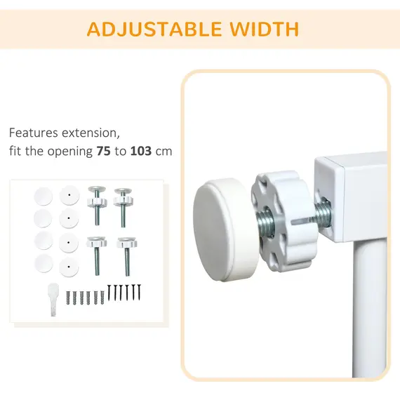 Buy Pet Safety Gate, for Doorways, Staircases, Hallways, with Extensions Kit, 75-103cm - White, 6 image