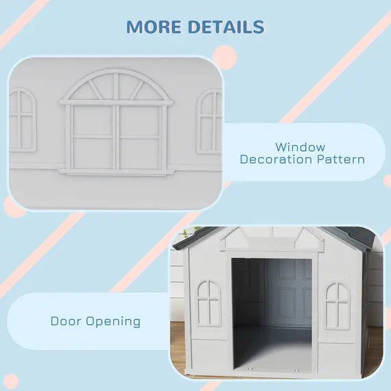 Buy Plastic Weather-Resistant Dog House, for Indoors and Outdoors, Large Dogs - Grey, 6 image