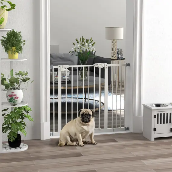 Buy Metal 74-94cm Wide Adjustable Dog Gate White, 2 image