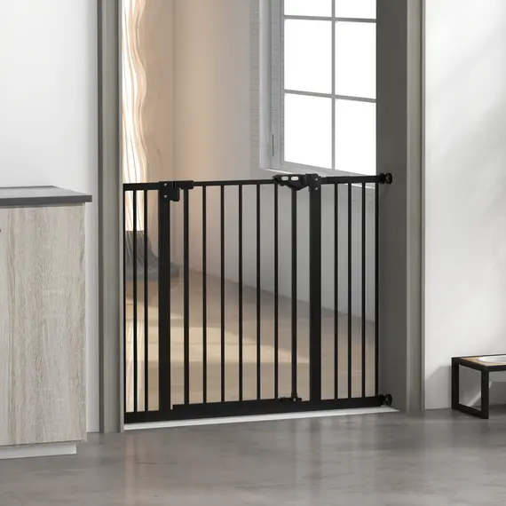 Buy Metal 74-100cm Wide Adjustable Dog Gate Black, 9 image