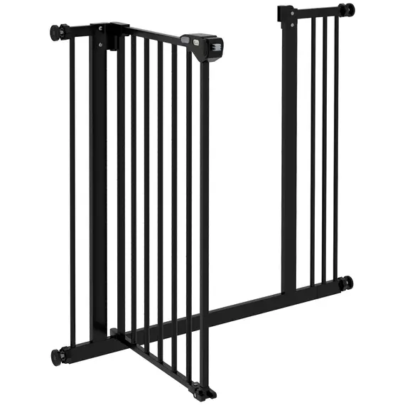 Buy Metal 74-87cm Wide Adjustable Dog Gate Black, 8 image