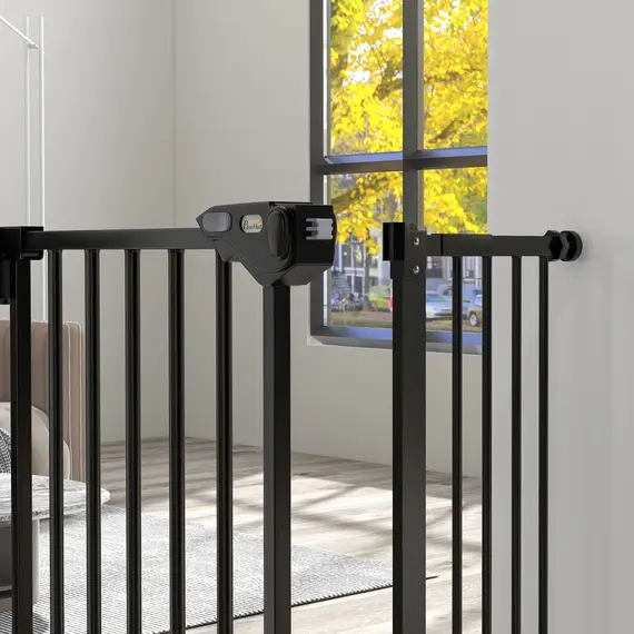 Buy Metal 74-94cm Wide Adjustable Dog Gate Black, 9 image