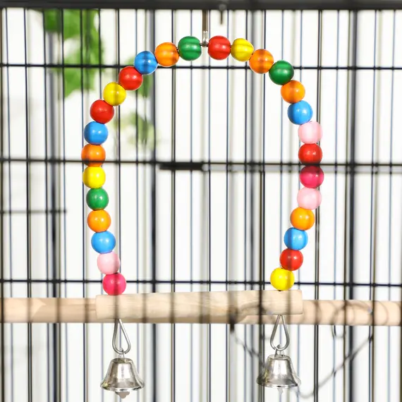 Buy Large Bird Cage Budgie Cage with Stand, Toys, Wheels, Accessories, Storage Shelf for Canaries, Finches, Lovebirds, Parakeets - Black, 79 x 49 x 133 cm, 8 image