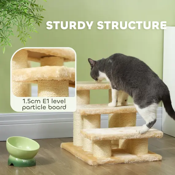 Buy Pet Stairs 3-step Pet Ladder Cat dog Stairs Climb Ladder Cat Tree, Beige, 5 image
