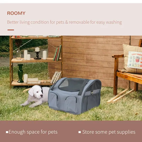 Buy Pet Carrier Folding Bag Car Seat Cat Dog Puppy Kennel Portable Travel Cage Tote Case Mesh Holder House Grey, 4 image