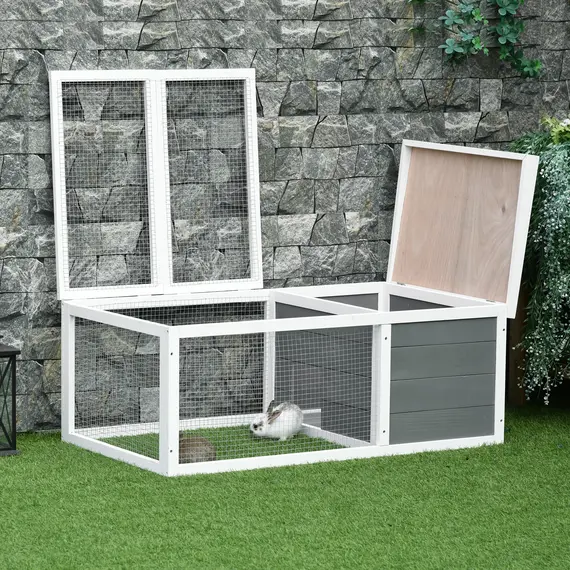 Buy Rabbit Hutch Guinea Pig Hutch Wooden Small Animal Cage Rabbit Run Duck House with Openable Roof for Indoor Outdoor 115 x 66 x 47.5 cm, 7 image