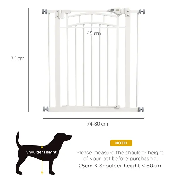 Buy Pressure Fit Stair Gate, Dog Gate w/ Auto Closing Door, for Small, Medium Dog, Easy Installation, for 74-80cm Opening, 3 image