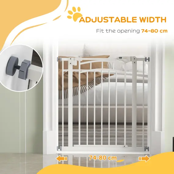 Buy Pressure Fit Stair Gate, Dog Gate w/ Auto Closing Door, for Small, Medium Dog, Easy Installation, for 74-80cm Opening, 7 image