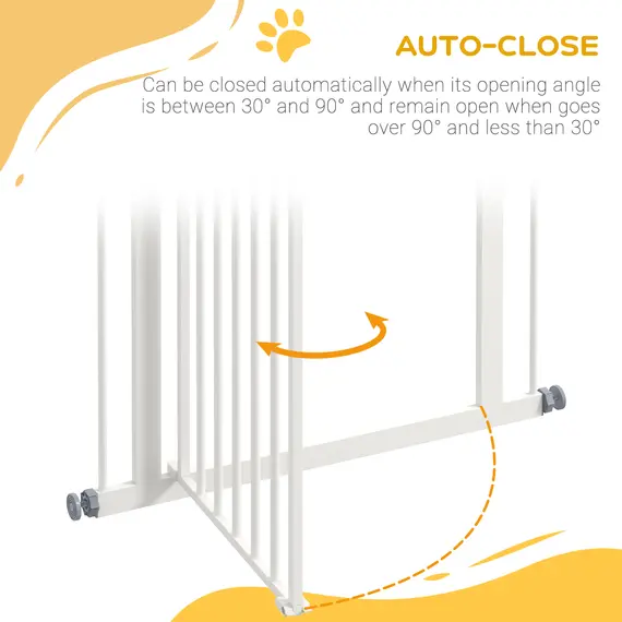 Buy Pressure Fit Dog Stair Gate No Drilling Safety Gate Auto Close for Doorways, Hallways, 74-80cm Adjustable, 94cm Tall, White, 5 image