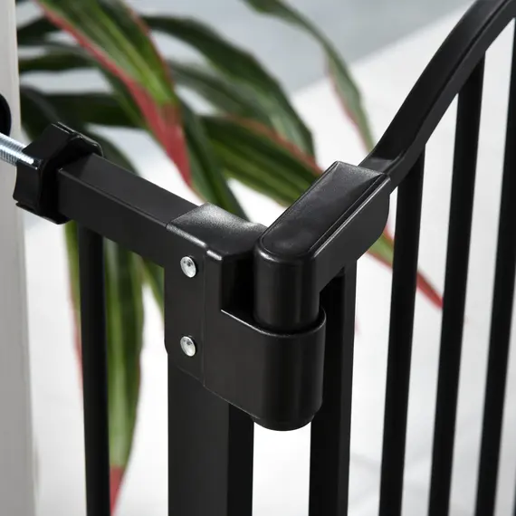 Buy Pressure Fit Dog Stair Gate No Drilling Safety Gate Auto Close for Doorways, Hallways, 74-80cm Adjustable, 94cm Tall, Black, 9 image