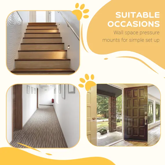 Buy Pressure Fit Dog Stair Gate No Drilling Safety Gate Auto Close for Doorways, Hallways, 74-80cm Adjustable, 94cm Tall, Black, 6 image