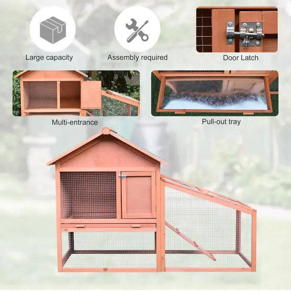 Buy Small Animal Two-Level Fir Wood Guinea Pigs Hutches w/ Slide Out Tray Red/Brown, 7 image