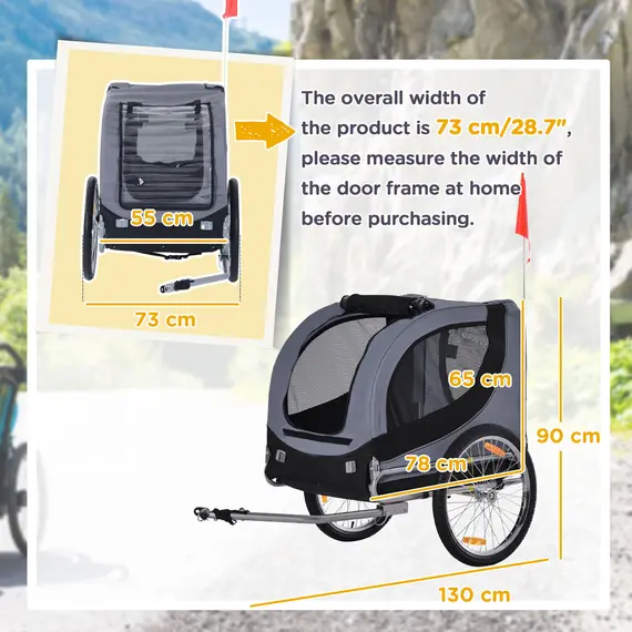 Buy Steel Dog Bike Trailer Pet Cart Carrier for Bicycle Kit Water Resistant with Hitch Coupler Travel Grey and Black, 3 image