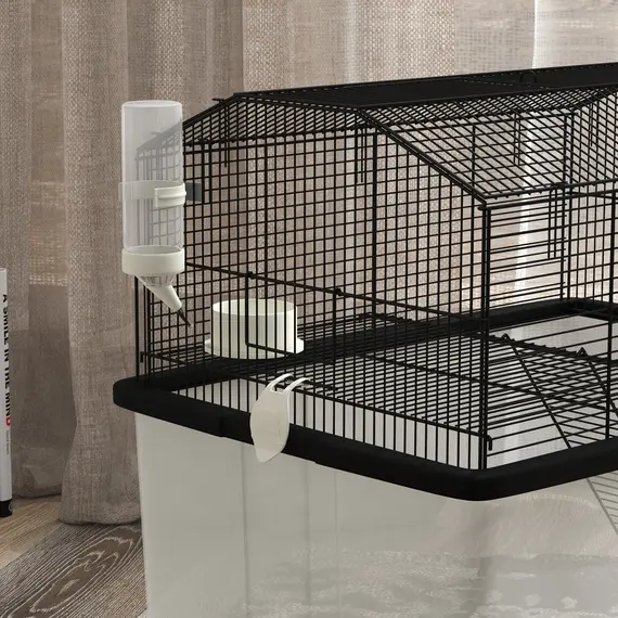 Buy Two-Tier Gerbil Cage, Hamster Cage for Dwarf Hamster, Syrian Hamster w/ Wheels, Deep Bottom, Food Dish, Water Bottle, 9 image