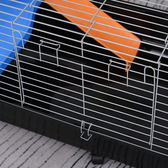 Buy Small Animal Cage Rabbit Guinea Pigs Chinchillas Cage w/ Wheels Water Bottle Food Dish Platform Ramp 119 x 59 x 50 cm Black, 8 image