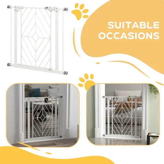 Buy Pressure Fit Stair Gate, Dog Gate, with Auto Closing Door, Double Locking, Easy Installation, Openings 74-80cm - White, 8 image