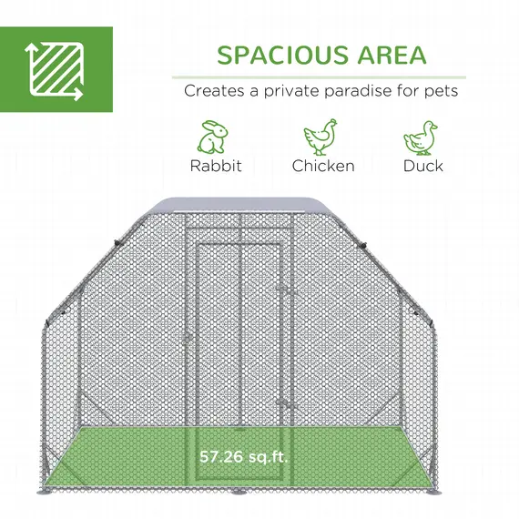 Buy Walk in Chicken Run Chicken Coop Hen House Outdoor with Roof for 4-6 Chickens, 280 x 190 x 195cm, 4 image