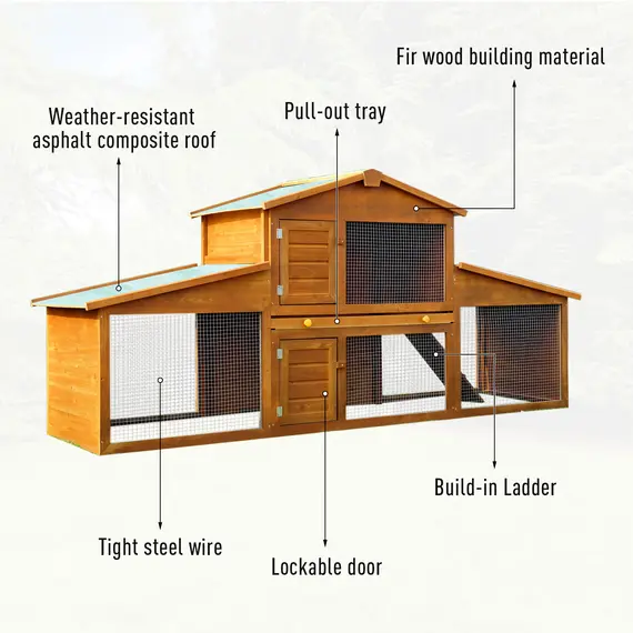 Buy Small Animal Deluxe XXL Fir Wood 2-Tier Guinea Pigs Hutches Natural Wood Tone, 4 image