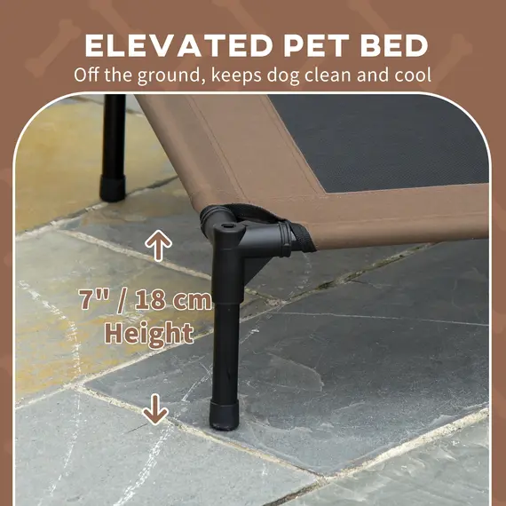 Buy Raised Dog Bed Waterproof Elevated Pet Cot with Breathable Mesh UV Protection Canopy Coffee, for Medium Dogs, 76 x 61 x 73cm, 7 image