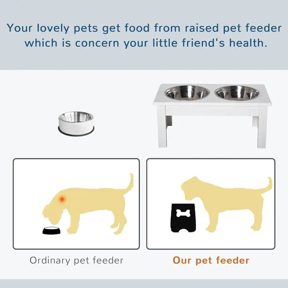 Buy Raised Dog Feeding Bowls with Stand, Stainless Steel for  Extra Small and Small Dog, 44L x 24W x 15H cm - White, 4 image
