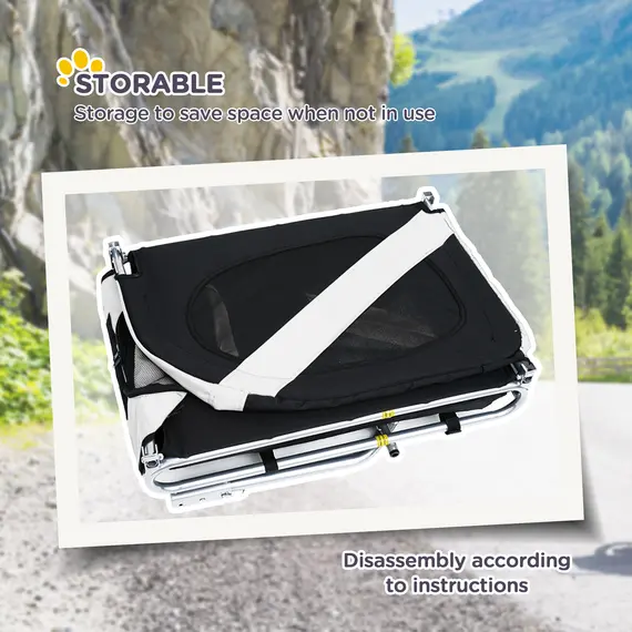 Buy Steel Dog Bike Trailer Pet Cart Carrier for Bicycle Kit Water Resistant with Hitch Coupler Travel White and Black, 5 image