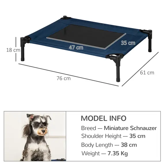 Buy Raised Dog Bed Cat Elevated Lifted Puppy Pet Elevated Cot Portable Camping Basket - Blue (Medium), 3 image