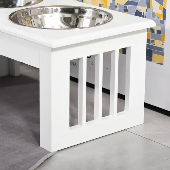 Buy Raised Dog Feeding Bowls with Stand, Stainless Steel for  Extra Small and Small Dog, 44L x 24W x 15H cm - White, 8 image