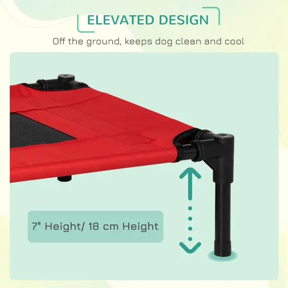 Buy Raised Dog Bed Cat Elevated Lifted Portable Camping w/ Metal Frame Black and Red (Small), 5 image