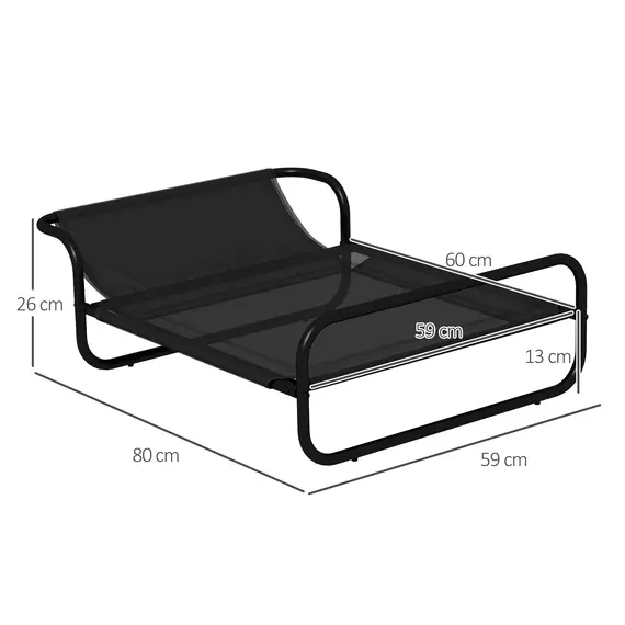 Buy Raised Pet Bed with Slope Headrest, Washable Breathable Mesh, Foot Pads, for Small Dogs, 80 x 59 x 26cm, 3 image