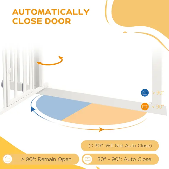 Buy Pressure Fit Stair Dog Gate w/ Small Cat Door, Automatic Closing Door, Double Locking, for 74-100cm Openings - White, 6 image