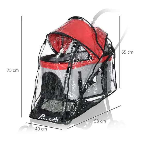Buy Rain Cover for Dog Pram Stroller, with Front and Rear Entry, 3 image
