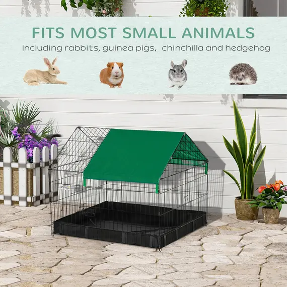 Buy Rabbit Cage Guinea Pig Playpen Small Animal House for Kitties Puppies, w/ Water Proof Oxford Roof Floor 90 x 75 x 75 cm, 6 image