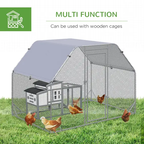 Buy Walk in Chicken Run Chicken Coop Hen House Outdoor with Roof for 4-6 Chickens, 280 x 190 x 195cm, 6 image