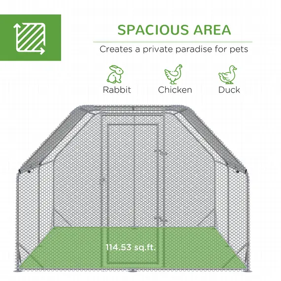 Buy Walk in Chicken Run Chicken Coop Hen House Outdoor with Roof for 10-12 Chickens, 380 x 280 x 195cm, 4 image