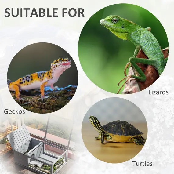 Buy Tortoise House, Small Reptile Wooden House, with Mesh Roofs, Side Panels, for Turtles, Lizards, Geckos and Snakes, 7 image