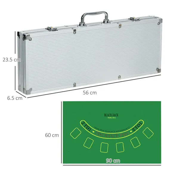 Buy 500-Piece Poker Chips Set, Poker Set with Mat, Chips, Two Card Decks, Dealer, Five Dices, 3 image