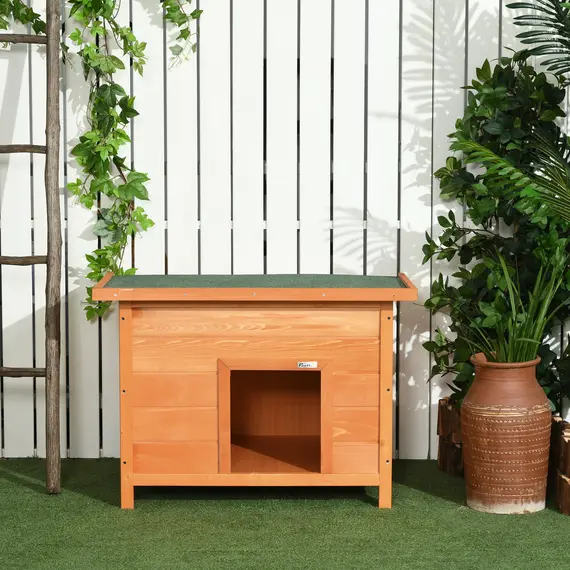 Buy Wooden Dog Kennel Elevated Dog Pet House w/ Open Top 82W x 58D x 58H cm, 9 image