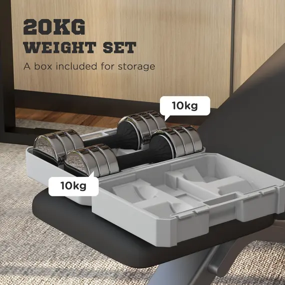 Buy Adjustable Dumbbells Weights Set with Storage Box, 10kg x 2, 4 image