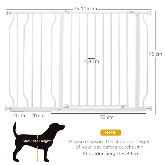 Buy Wide Dog Safety Gate, with Door Pressure, for Doorways, Hallways, Staircases - White, 3 image