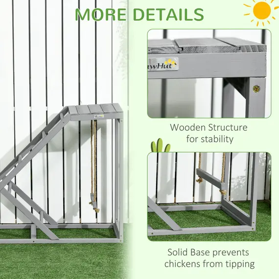 Buy Wooden Chicken Coop Toy with Swing, Ladder, Platform, Grey, 6 image