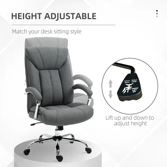 Buy Office Chair, Fabric Desk Chair, Padded Executive Chair with Adjustable Height, Swivel Wheels, Metal Star Base, Grey, 4 image