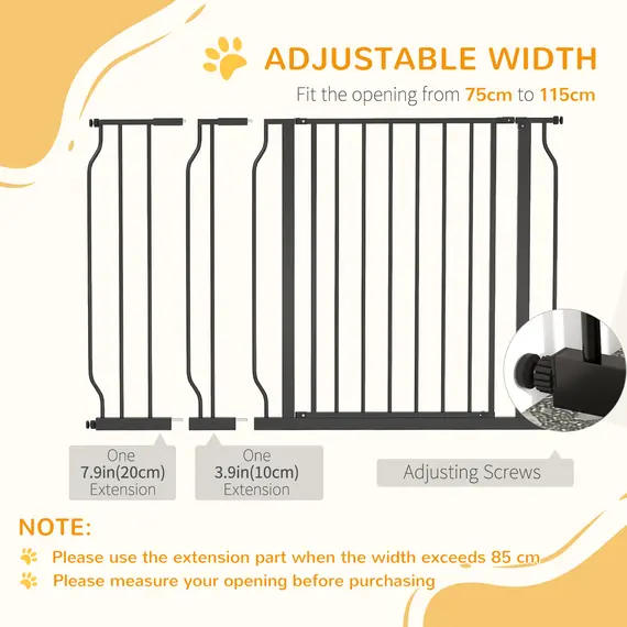 Buy Wide Dog Safety Gate, with Door Pressure, for Doorways, Hallways, Staircases - Black, 5 image