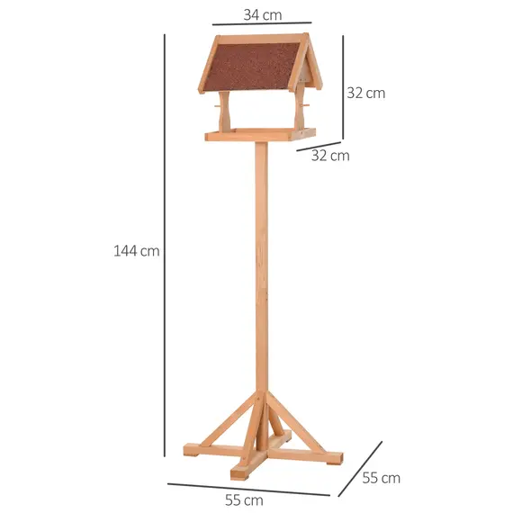 Buy Wooden Bird Table Wild Bird Feeding Station Freestanding Feeder for Garden Outdoor 55 x 55 x 144cm, 3 image