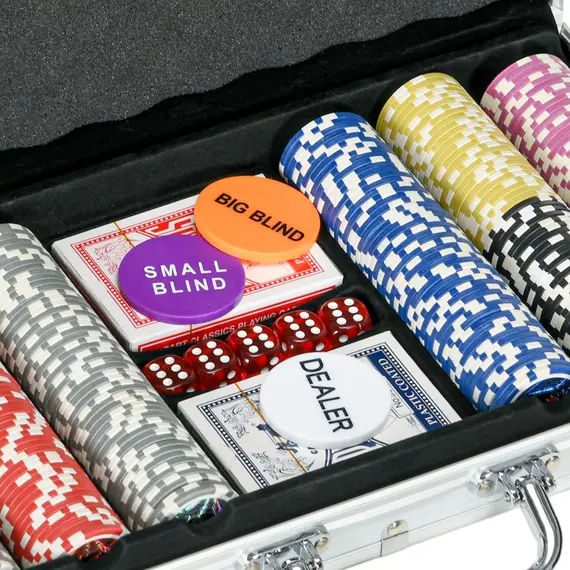 Buy 300-Piece Poker Chips Set, Poker Set with Mat, Chips, Two Card Decks, Dealer, Five Dices, 8 image