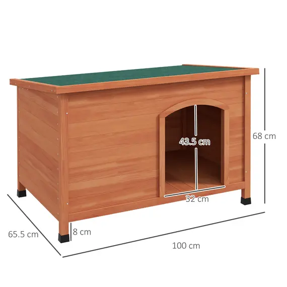 Buy Wooden Dog Kennel, Outdoor Pet House, with Removable Floor, Openable Roof, Water-Resistant Paint - Natural Wood Tone, 3 image