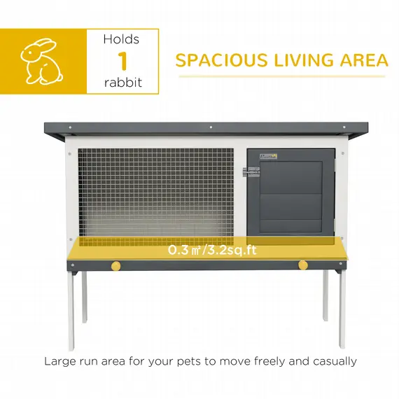 Buy Wooden Rabbit Hutch Guinea Pig Hutch Bunny Cage Small Animal Habitat Openable Asphalt Roof for Outdoor Use 90 x 45 x 65 cm, 4 image