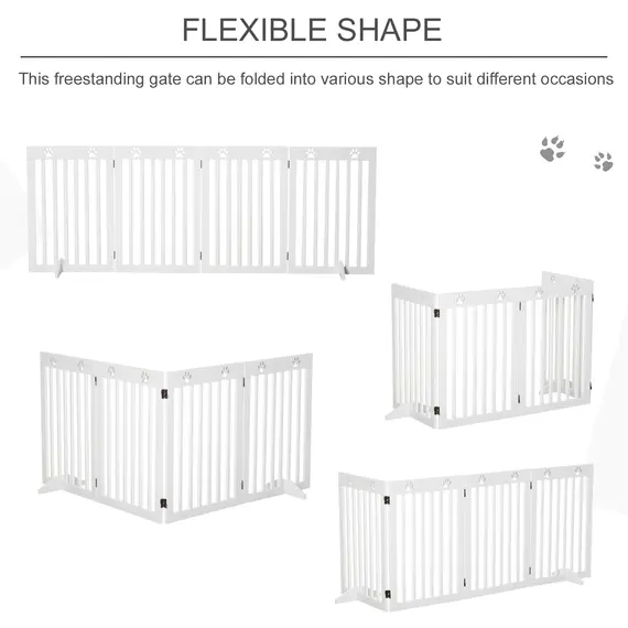 Buy Wooden Pet Gate Foldable Freestanding Dog Safety Barrier w/ Support Feet, 6 image