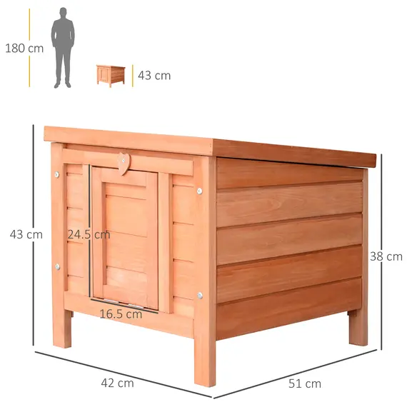 Buy Wooden Rabbit Hutch Outdoor, Guinea Pig Hutch, Rabbit Hideaway, Cat House, Bunny Cage Small Animal House 51 x 42 x 43 cm, Natural, 3 image