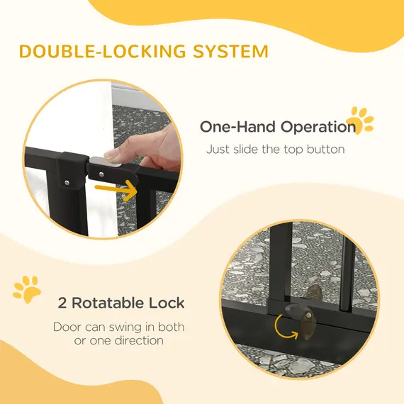 Buy Wide Dog Safety Gate, with Door Pressure, for Doorways, Hallways, Staircases - Black, 4 image